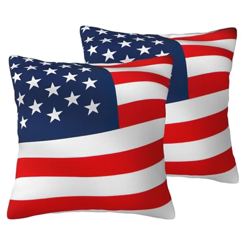 Housse de coussin drapeau américain EdWal douce pour lit et salon - 2
