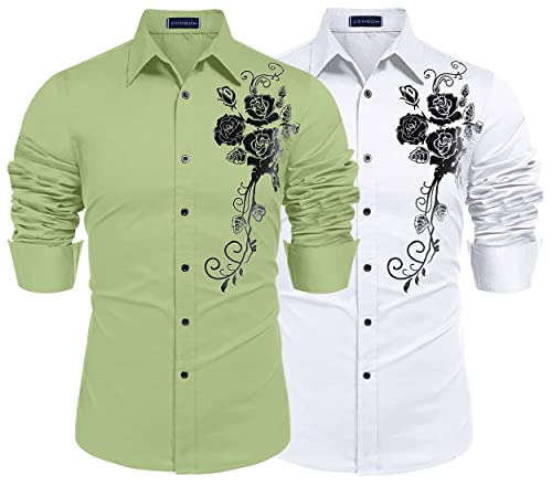 Image of Zombom Men's Regular Fit Cotton Blend Printed Full Sleeve Casual Shirts