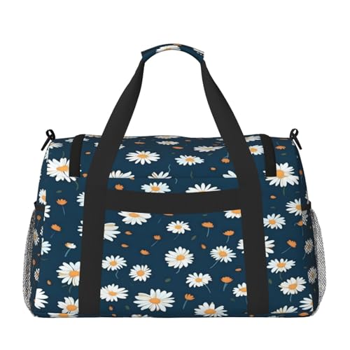 Duffle Bag Daisy Flower Pattern Travel Duffel Bags for Men Women with Adjustable Strap Carry on Gym Bag Overnight Weekender Bag2