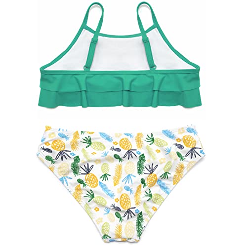 Image of SHEKINI Girls Floral Print Bathing Suits Ruffle Flounce Two Piece Swimsuits | Girls Bikini,Girls Bathing Suit,Swimsuits for Kids,Kids Bikini,Girls 2 Piece Swimsuit,Summer Hawaii Beach Swimwear,6-12 Years