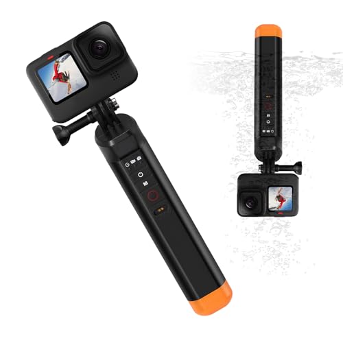【INTERFACCIA STANDARD DA 1/4】-la parte inferiore del nostro bastone impermeabile è dotata di un'interfaccia standard da 1/4, che può facilmente collegarsi a treppiedi, selfie stick, clip per fotocamera, ecc. e offre più possibilità illimitate per le tue riprese. Il cordino impedisce alla fotocamera di cadere ed è anche facile da trasportare