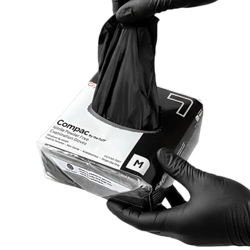 Image of Cranberry Compac Black Nitrile Gloves Disposable Latex Free - Powder Free Food Safe Dental Medical Cleaning & Tattoo Supplies