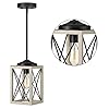 DEWENWILS Pendant Light, Adjustable Hanging Light Fixtures for Flat and Slop Ceiling, Vintage Farmhouse Pendant Light with Wooden Grain Finish for Bedroom, Kitchen, Living Room, E26 Base, ETL Listed
