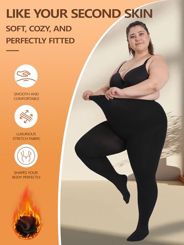 DORALLURE Plus Size Fleece Lined Tights Women, Opaque Winter Warm thermal Leggings Pantyhose3