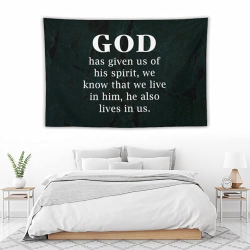 Tapiz de pared de 60 x 90 pulgadas con texto espiritual de bendición hogareña 4