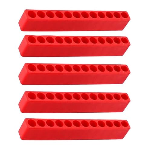 Uadme Striscia di Immagazzinaggio Punte, 5 Pezzi 12 Fori Cacciavite a Striscia per Inserti Portacarte con Gambo Esagonale Testa a Vento Strisce in Gomma Morbida Custodia in Plastica per Cacciaviti