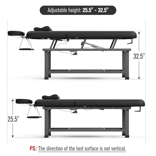 Image of pouseayar Heavy Duty Electric Stationary Massage Table with Backrest Adjustable and Storage Space for Treatment /Medical Spa /Facial /Beauty /Massage Bed and More - 30 Wide x 75 Long - Black
