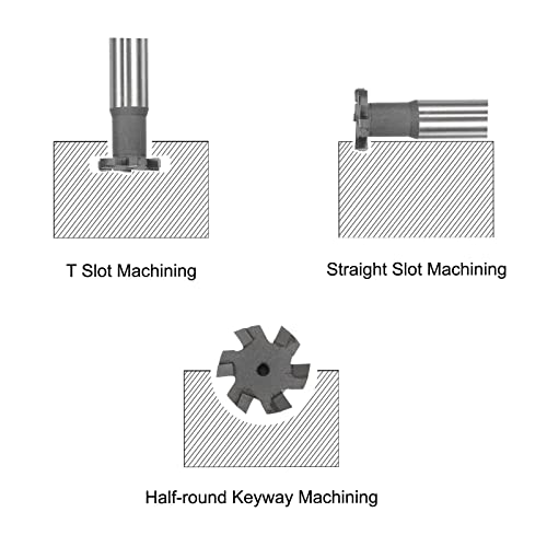 Image of uxcell T-Slot Milling Cutters, 3mm Depth 20mm Cutting Dia 12mm Shank Tungsten Carbide Tip 6 Flutes T Slot End Mill for Stainless Steel Copper Aluminum