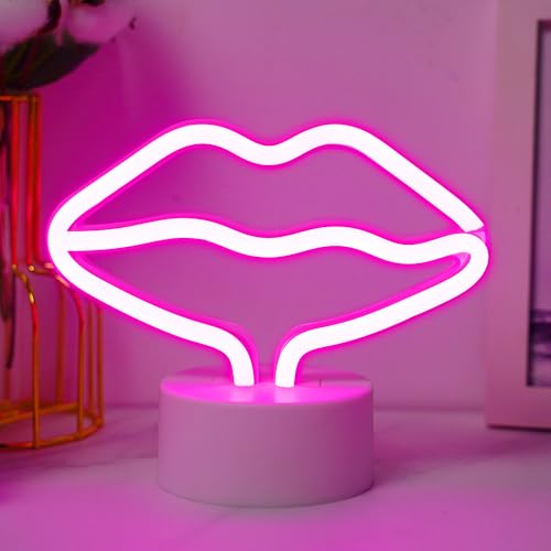 Letreros de neón con forma de labio, luz LED de neón con soporte, USB o batería, lámpara de luz de neón para habitación de bebé, fiesta, decoración del hogar, regalos para niños, habitación de bebé,