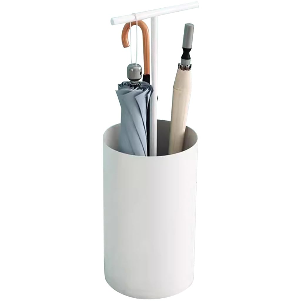 Porte-parapluies cylindrique blanc de grande capacité pour entrée élégante