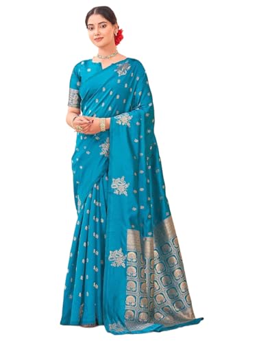 Image of SIRIL Women's Banarasi Soft Silk Saree Pure Silk with Unstitched Blouse Piece