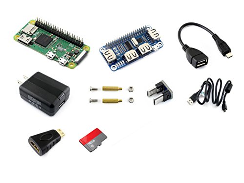 Waveshare Raspberry Pi Zero WH Built-in WiFi pre-soldered Headers Development Kit Type D Micro TF Card Power Adapter USB HUB and Basic Components