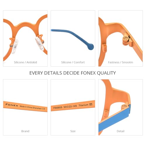 Image of FONEX Colorful Pure Titanium Glasses Frame Women Retro Round Eyeglasses