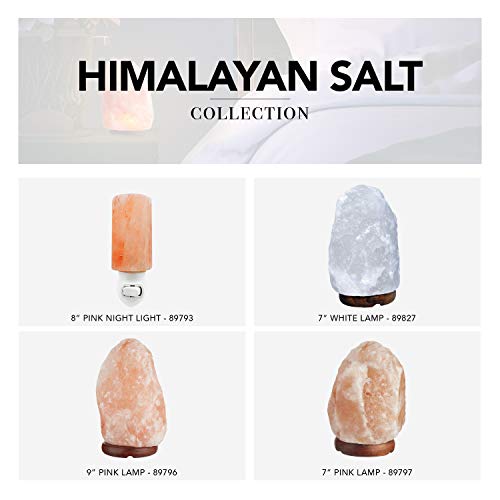 Himalayan Rock Salt Lamp, White Hand-Mined Himalayan Salt With Wood Base, In-Line On/Off Rocker Switch, Bulb Included,89827 #TOP4