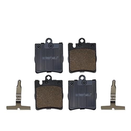 Image of Detroit Axle - Brake Pads for 2003-2004 Mercedes-Benz C230, 2003-2005 C240, 2006-2007 C280, 2001-2005 C320, 2006-2007 C350, 2003-2005 CLK320, 2006-2009 CLK350 Brakes Pads w /Hardware Front Rear
