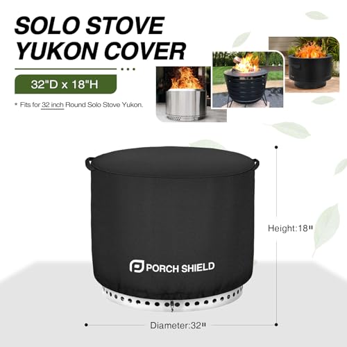 Image of Porch Shield Fade Resistant Solo Stove Yukon Cover - Waterproof Patio Fire Pit Cover Round 32 inch Fits for Small Firepit Solo Stove Yukon