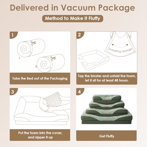 EHEYCIGA Orthopädisches Hundebett Grosse Hunde, 106.5x76x18.5cm, Memory Foam Waschbar und Wasserdicht Hundekorb mit 4 Rändern, Hundesofa Hundecouch rutschfest, Grün