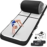 空気注入式 エア体操マット トレーニングマット 13フィート ローラー 40x23.6インチ 電動エアポンプ付き 家庭用 チアリーディング アウトドア トレーニング パーク ヨガ ウォーター ビーチ (ブラック)