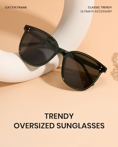 Image of Cyxus Oversized Cat Eye Sunglasses for Women Polarized Lens UV Protection for Beach Music Festivals Shopping 1902