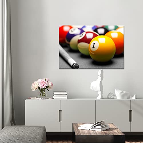 Apicoture Billiards Pictures Wall Decor - Black And White Wall Art Sports Pool Room Canvas Prints Wall Framed Boys Bedroom Wall Decoration Framed Large Panel 36 * 24Inch #TOP4