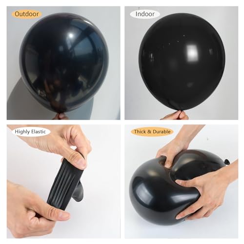 Image of 150pcs Black Balloons Different Sizes Pack, 18 12 10 5 Inch Party Balloon Garland Arch Kit for Halloween Birthday Graduation Baby Shower Party Decorations(With 2 Ribbons)