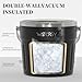 WATERSY Insulated Ice Bucket（8 Quart / 7.6 L） with Lid, Scoop, Ice Tong，Wall Vacuum Stainless Steel, Black