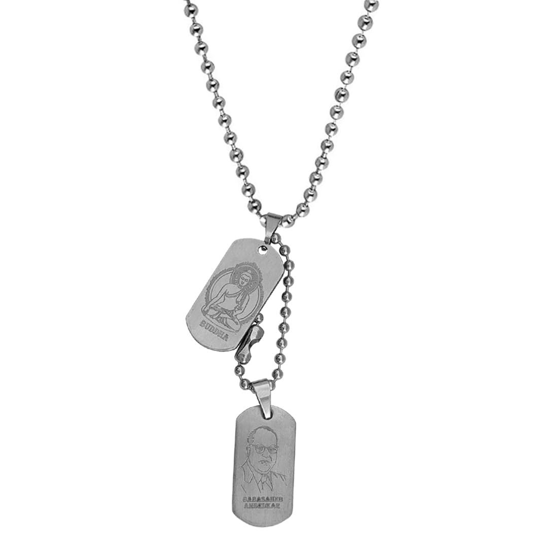 m men style Religious Dr. B. R. Amedkar and Gautam Buddha Dog Tag Silver Stainless Steel Pendant Necklace Chain for Men and Women SPn2022288-picture-11