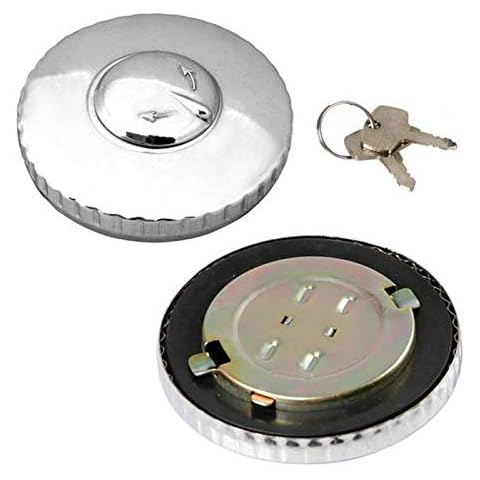 TRUCK DUCK® Universal Chrome Metal Fuel Tank Cap 60 mm Lockable Tank Anti-Theft Device with Lock for Lorry Digger Tractor Cover