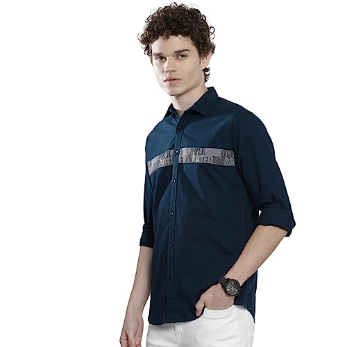Image of The Indian Garage Co Men Regular Fit Solid Full Sleeves Spread Collar Casual Shirt