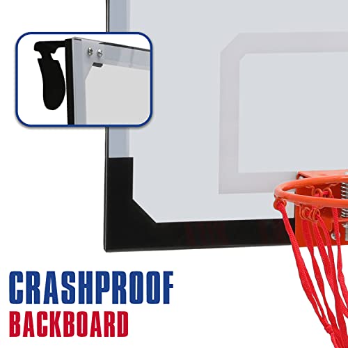 Monibloom Wall-Mounted Basketball Hoop Transparent Board 18" X 12" Sports Mini Basketball Hoops Adults Indoor Over The Door Mini Hoop Perfect Game Accessory For Garage Bedroom Office, White #TOP2