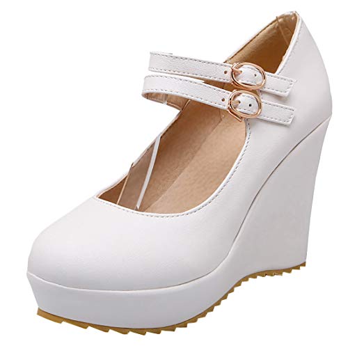 Etebella Damen Mary Jane High Heels Keilabsatz Pumps mit Riemchen...