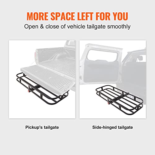 Vevor 53 X 19 X 5 IN HITCH CARGO CARRIER 500Lb Capacity Trailer Hitch Mount Cargo Basket, Steel Luggage Carrier Rack Fits 2 Inch Hitch Receiver thumb #4