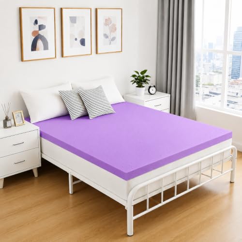 IULULU Gel-Infused Memory Foam Mattress Topper Queen Size, 4 Inch, Purple by IULULU - Used condition - Image 8