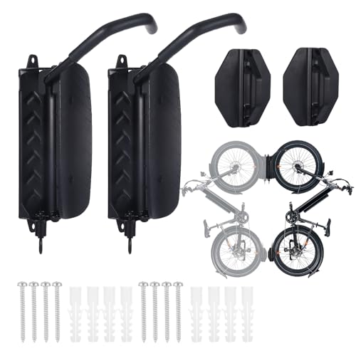 ShinherYee 2 soportes de pared para bicicleta, montaje en pared, giratorio, soporta hasta 30 kg, adecuado para MTB, garaje de carretera o interior