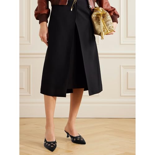 Image of Women Kitten Heel Mules Crystal Flower Decor Mesh Pointed Toe Low Heel Casual Pumps