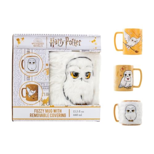 Pyramid International - Fuzzy Mug Hedwig - Tazza in ceramica con pelliccia rimovibile - 440 ml - Caffè e tè caldo o freddo