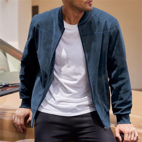 Veste bomber en daim synthétique homme de qualité supérieure rétro