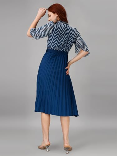 Image of Femvy Women's Crepe Fit and Flare Knee-Length Dress