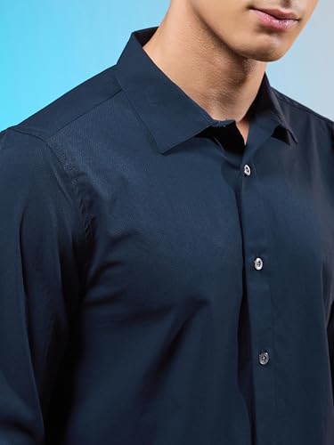 Image of TECHNOSPORT Men's Polyester Slim Fit Solid Casual Shirt with Ts Lytra