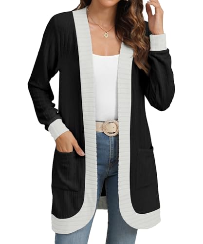 Image of YSYOKOW Cardigan Sweaters for Women Long Sleeve Open Front with Pockets | Long Cardigans for Women Lightweight Soft Casual Dressy Loose Fit Cardigan Sweater with Pockets for Work and Office
