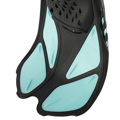 XMsound Adjustable Buckles Open Heel Swim Flippers Travel Size Short Swim Fins for Snorkeling Diving Adult Men Women (Large)