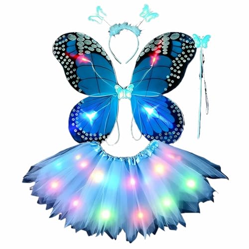 Robe de fée 2026 pour fille avec costume magique, bleu, 4-11 Years