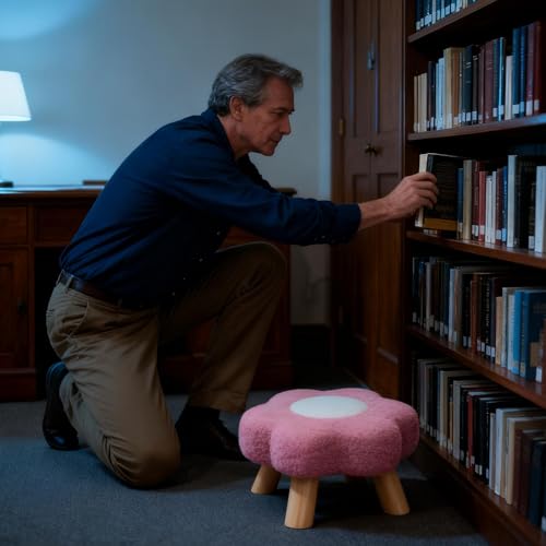 Tabouret ottoman en peluche doux siège confortable de chambre à coucher - 3