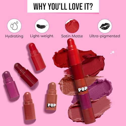 Image of SUGAR POP 5 in 1 Lip Twist | Shea Butter | Stain-Matte | Long Lasting - 01 Perfect Pout