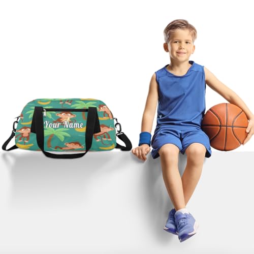 Personalized Kids Duffel Bag Tropical Monkey Banana Tree,Custom Sport Gym Bag for Boys Girls,WWeekender Overnight Bags Travel Duffel Bag,Customized Kids Gift2