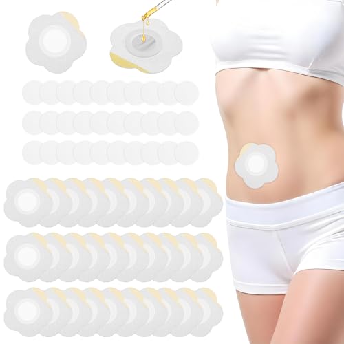 Ptwola 30 Stück Castor Oil Patches Pack Rizinusöl Packung Wrap für Den Bauchnabel Selbstklebend Pads Spunlace Saugfähig Rizinusöl Kompressen Kein Waschen (Öl Nicht im Lieferumfang Enthalten)