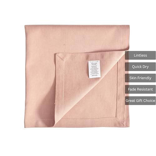 Image of FINGERCRAFT Table Napkins 18x18 Inches Set of 6 Cotton Linen Blend Fabric Dinner Cloth Napkins Washable and Reusable, Good Absorbency for Home, Parties, Hotels (Pink)