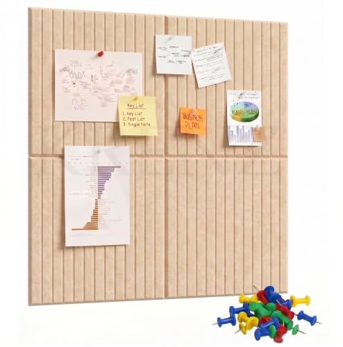 Image of KRENZ Self Adhesive Bulletin Notice Board (30 X 30 Cm) with Drawing Pins List Board for Wall Vision Board for Manifestation Wall Boards Message Board for Office School Collage (4, Cream Line)