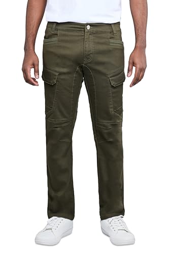 X RAY Men's Stretch Cargo Pants, Casual Flex Hiking Multi-Pocket Tactical Work Slim Fit Cargo Pants for Men, Olive, 38W x 32L