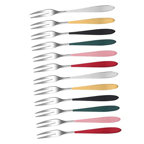 NAMOARLY 12pcs Fork Appetizer Picks Party Food Picks Home Tableware Restaurant Tableware Hotel Tableware Soup Ladle Munchies Spoons Scoops Cake Decorating Kitchen Gadgets Stainless Steel
